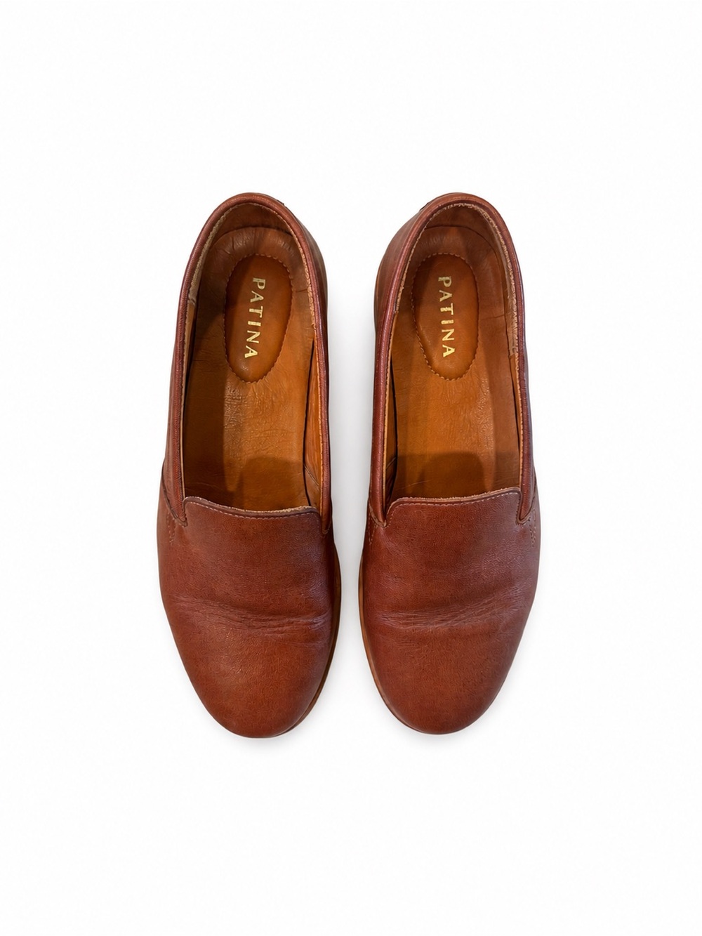 Patina Women's Brown Leather Slip-On Loafers